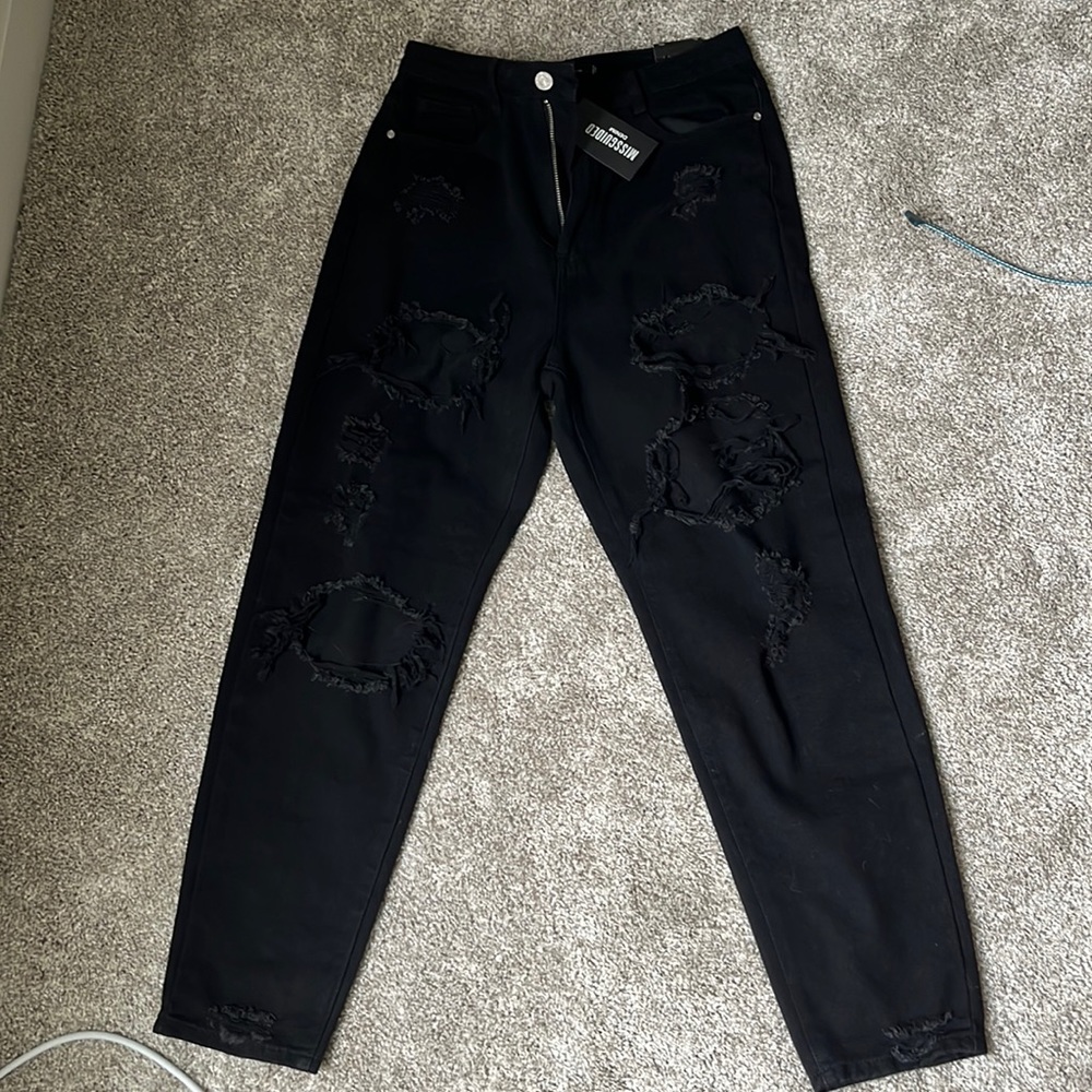 Missguided high waisted ripped jeans